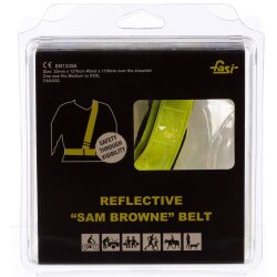 Reflexkoppel mit Schulterband "Sam Brown" Universal einstellbar Vinyl gelb reflex