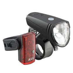 Scheinwerfer + Rücklicht GreenLine 15 Lux Akku Set AXA
