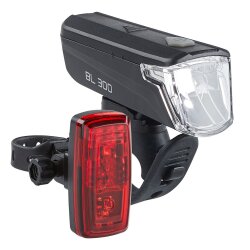 Fahrrad LED Batterie Lampen Set 30/15 Lux BL300 Frontlicht + Rücklicht