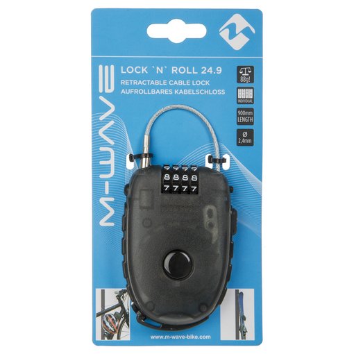 Fahrrad Kabelschloss M-Wave Lock ´N `Roll D 24.9 Multifunktionschloss aufrollbar