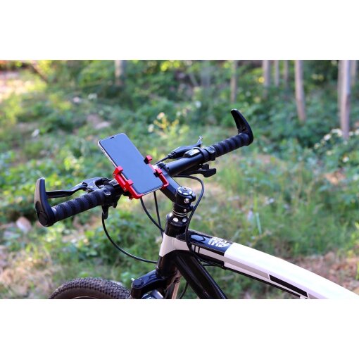 Alu Handyhalterung Fahrrad E-Bike Smartphone Halter Universal Lenker Halterung rot