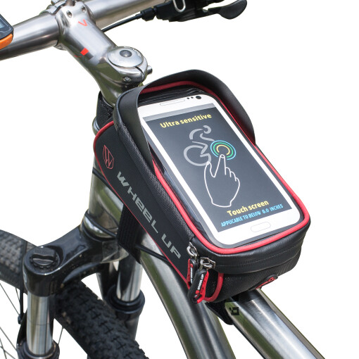 Fahrrad Tasche Rahmentasche Fahrrad Oberrohrtasche Smartphone Fahrrad Halterung  rot