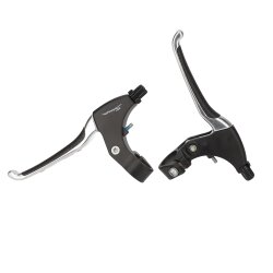 Bremshebel 4 Finger schwarz Alu Leder paar